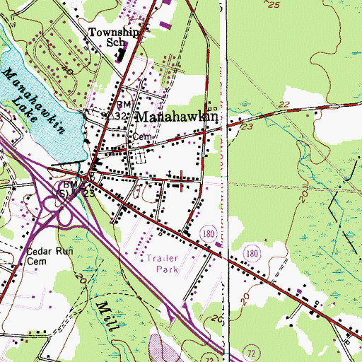 Topographic Map of Stafford Township Volunteer Fire Company 1, NJ