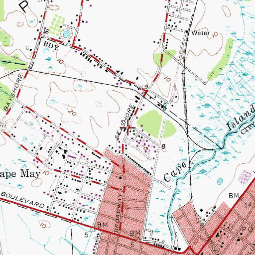 Topographic Map of West Cape May Volunteer Fire Company, NJ
