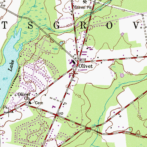 Topographic Map of Pittsgrove Township Bureau of Fire Safety, NJ