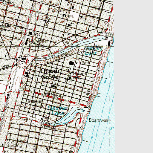 Topographic Map of Ocean Grove Fire Department, NJ