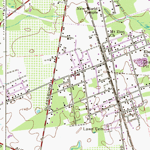Topographic Map of Lawns Volunteer Fire Company, NJ