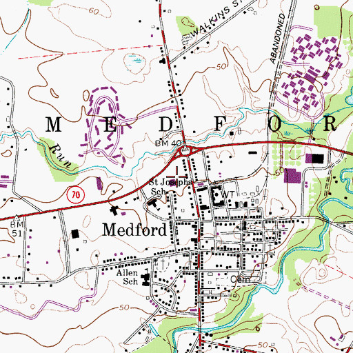 Topographic Map of Medford Division of Fire Union Fire Company, NJ