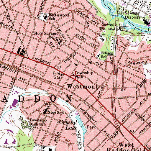 Topographic Map of Haddon Township Fire Marshall, NJ