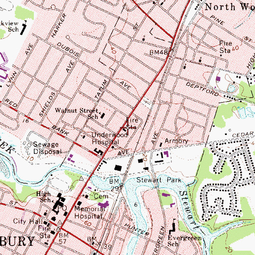 Topographic Map of Woodbury Fire Department Goodwill Station, NJ