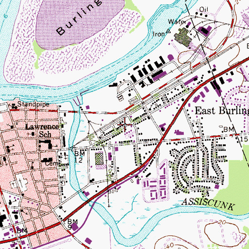 Topographic Map of City of Burlington Fire Division Neptune Hose Company 5, NJ