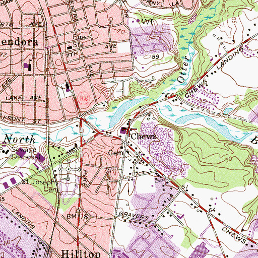 Topographic Map of Gloucester Township Fire District 2 Chews Landing Fire Department, NJ
