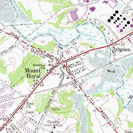 Topographic Map of East Greenwich Fire Department Mount Royal Fire Company - Mantua Station, NJ