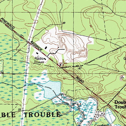 Topographic Map of Pinewald Pioneer Volunteer Fire Company 2, NJ