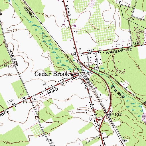 Topographic Map of Winslow Township Fire District Station 3 Cedar Brook, NJ