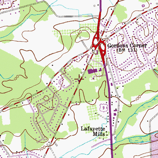 Topographic Map of Gordons Corner Fire Company, NJ