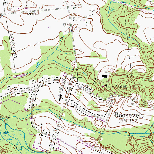 Topographic Map of Roosevelt Volunteer Fire Department, NJ