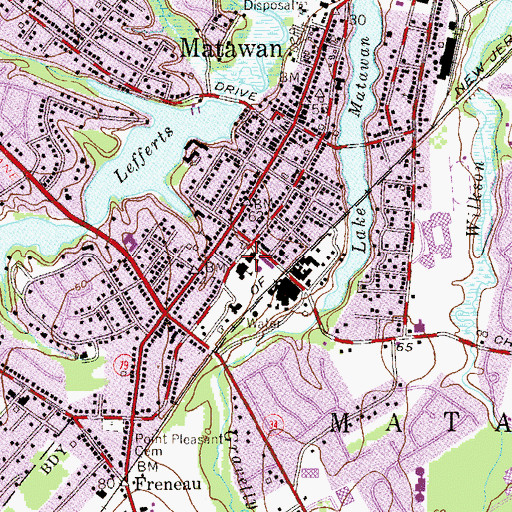 Topographic Map of Matawan Borough Fire Prevention, NJ