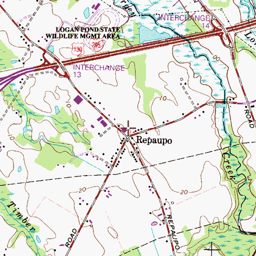 Topographic Map of Repaupo Volunteer Fire Company, NJ