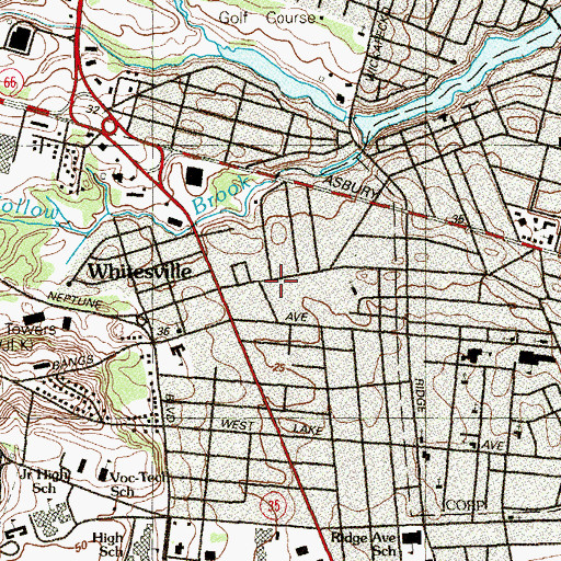 Topographic Map of Neptune Fire Department Station 34 - 2 Liberty Fire Company, NJ
