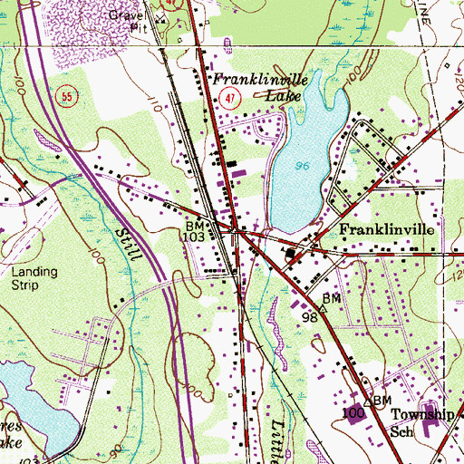Topographic Map of Franklinville Volunteer Fire Company 1, NJ