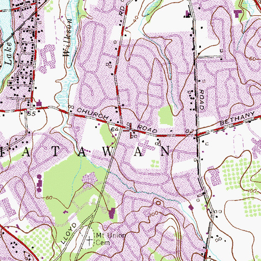Topographic Map of Aberdeen Township Hose and Chemical Company Fire Station 1, NJ