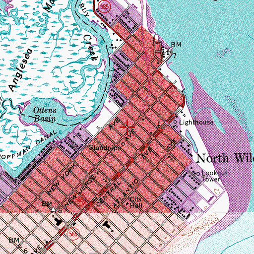 Topographic Map of North Wildwood Fire Department, NJ