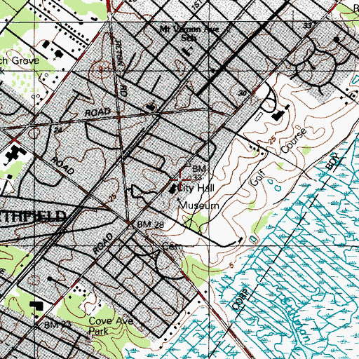 Topographic Map of Northfield Fire Department, NJ
