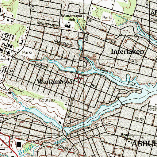 Topographic Map of Wanamassa Fire Company 1 Station 1, NJ