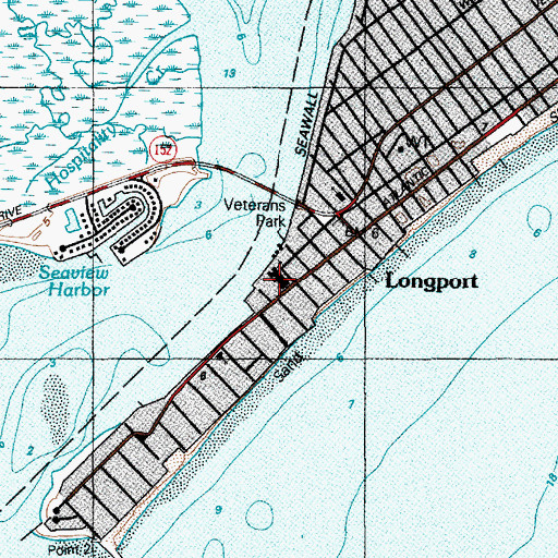 Topographic Map of Longport Volunteer Fire Department, NJ