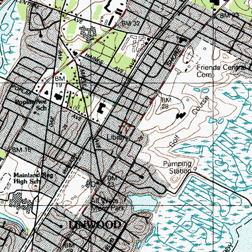 Topographic Map of Linwood Volunteer Fire Company 1, NJ