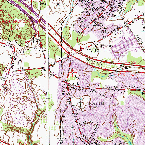 Topographic Map of Matawan Fire Department - M E Haley Hose Company, NJ