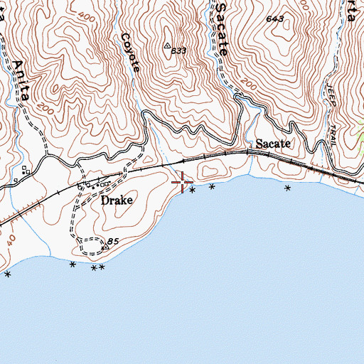 Topographic Map of Caada Del Coyote, CA