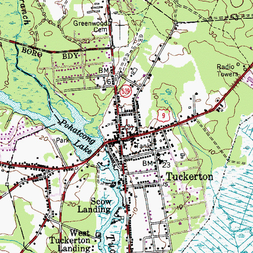 Topographic Map of Tuckerton Fire Department, NJ