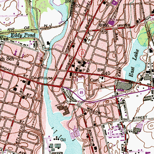 Topographic Map of Bridgeton City Fire Department, NJ