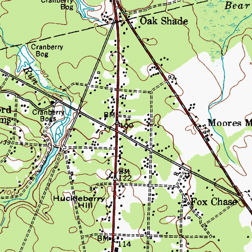 Topographic Map of Tabernacle Fire Company, NJ
