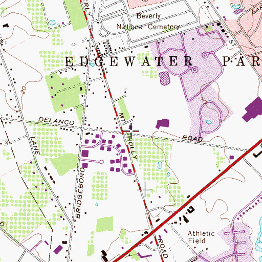 Topographic Map of Edgewater Park Township Fire Commission, NJ