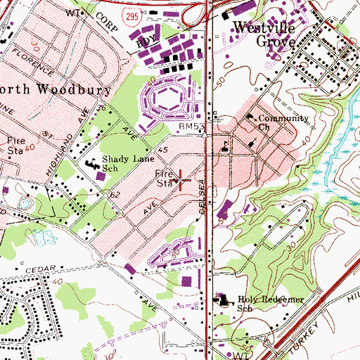 Topographic Map of Deptford Fire District Battalion 2 Tacoma Fire Company Tacoma Boulevard Station, NJ
