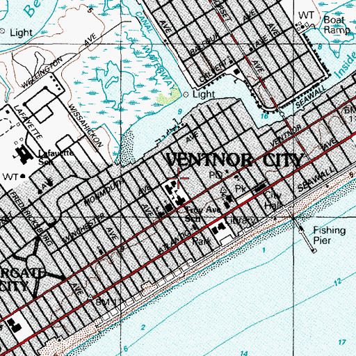 Topographic Map of Ventnor City Fire Department Station 1, NJ