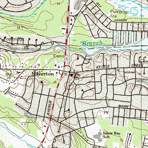Topographic Map of Silverton Volunteer Fire Company 1, NJ