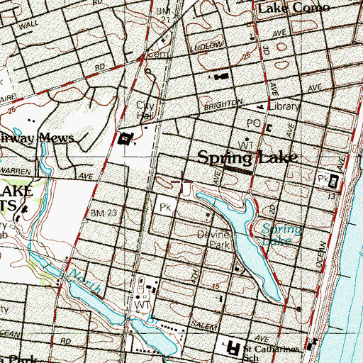 Topographic Map of Spring Lake Fire Department Spring Lake Fire Company 1, NJ
