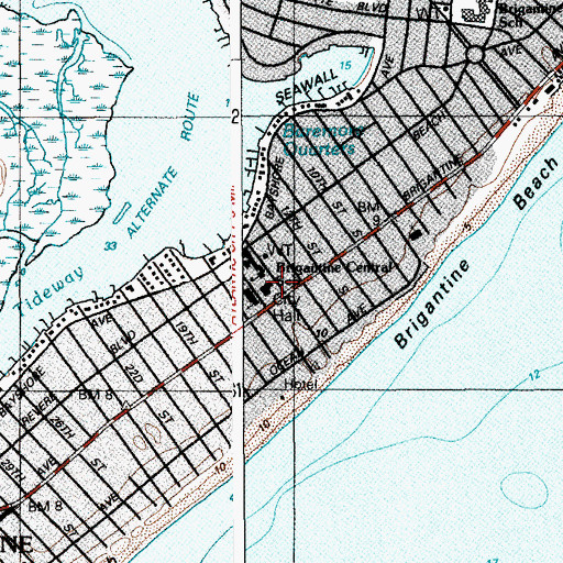 Topographic Map of Brigantine Fire Department, NJ