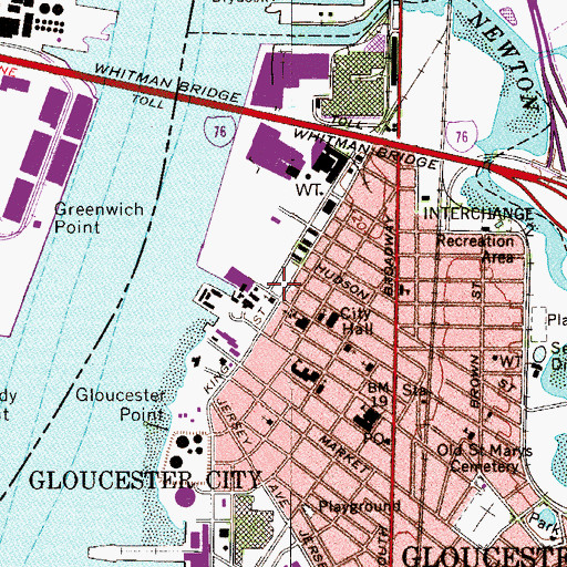 Topographic Map of Gloucester City Fire Department Station 51 Headquarters, NJ