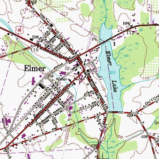Topographic Map of Elmer Ambulance Corps, NJ