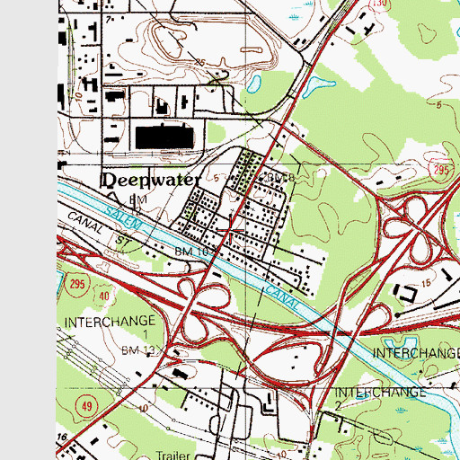 Topographic Map of Deepwater Fire Company, NJ