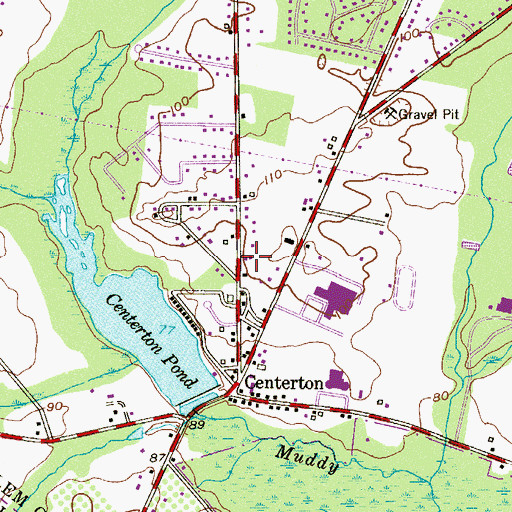 Topographic Map of Centerton Fire Company, NJ