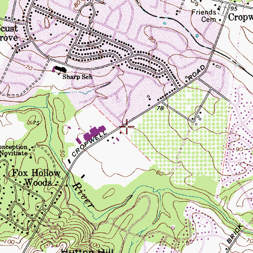 Topographic Map of Cherry Hill Fire Department Station 8, NJ