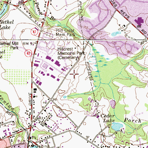 Topographic Map of Washington Township Fire District Headquarters, NJ