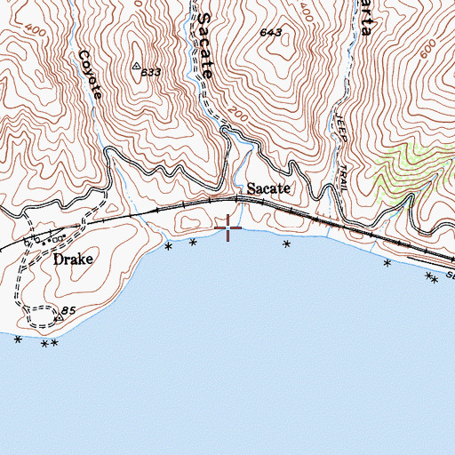 Topographic Map of Caada Del Sacate, CA