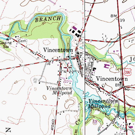 Topographic Map of Vincent Fire Company 1, NJ