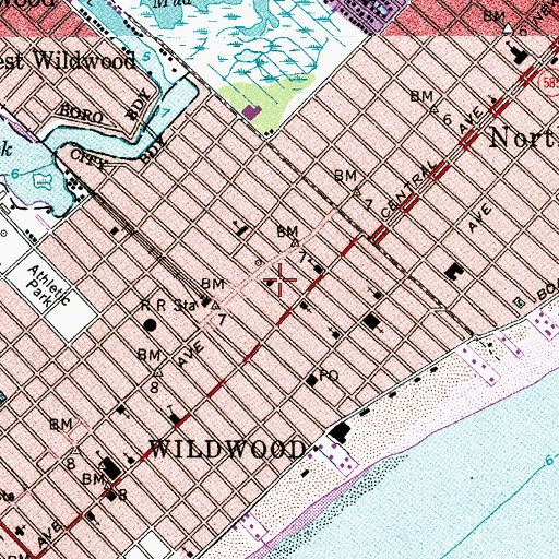 Topographic Map of Wildwood Fire Department Station 3 - 2 Wildwood Volunteer Fire Company 1, NJ