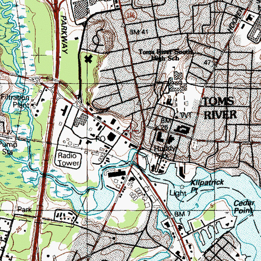 Topographic Map of Toms River Fire Company 2 Station 26, NJ