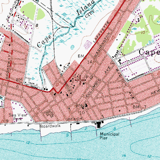Topographic Map of Cape May Fire Department, NJ