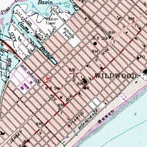 Topographic Map of Wildwood Fire Department Station 3 Headquarters, NJ