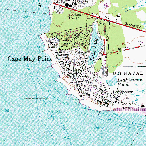 Topographic Map of Cape May Point Volunteer Fire Company, NJ