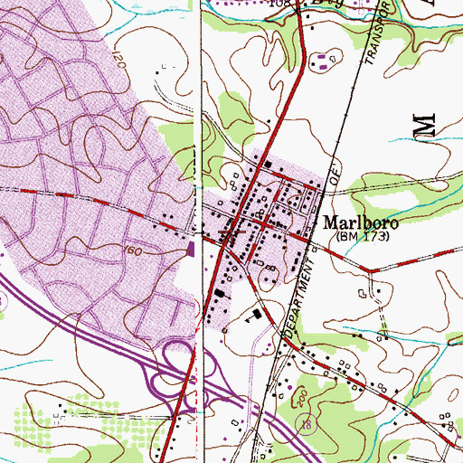 Topographic Map of Marlboro Fire Company 1, NJ